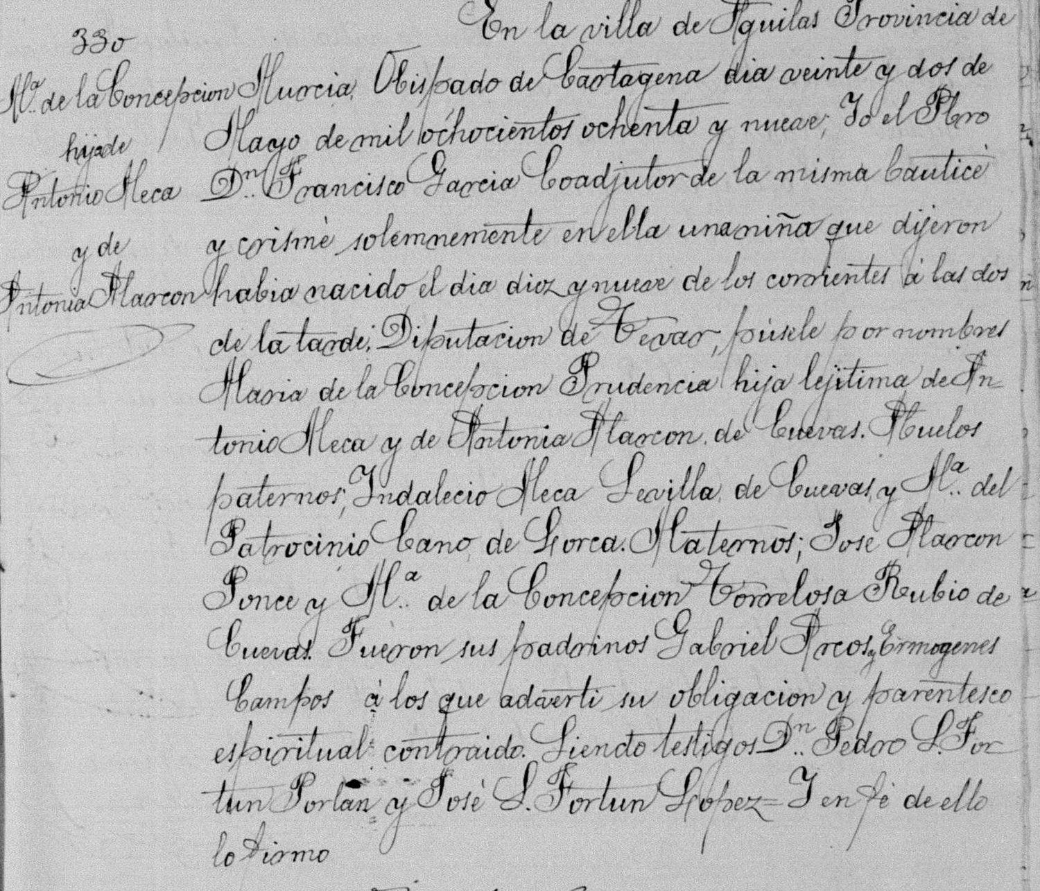 Registro de batismo manuscrito