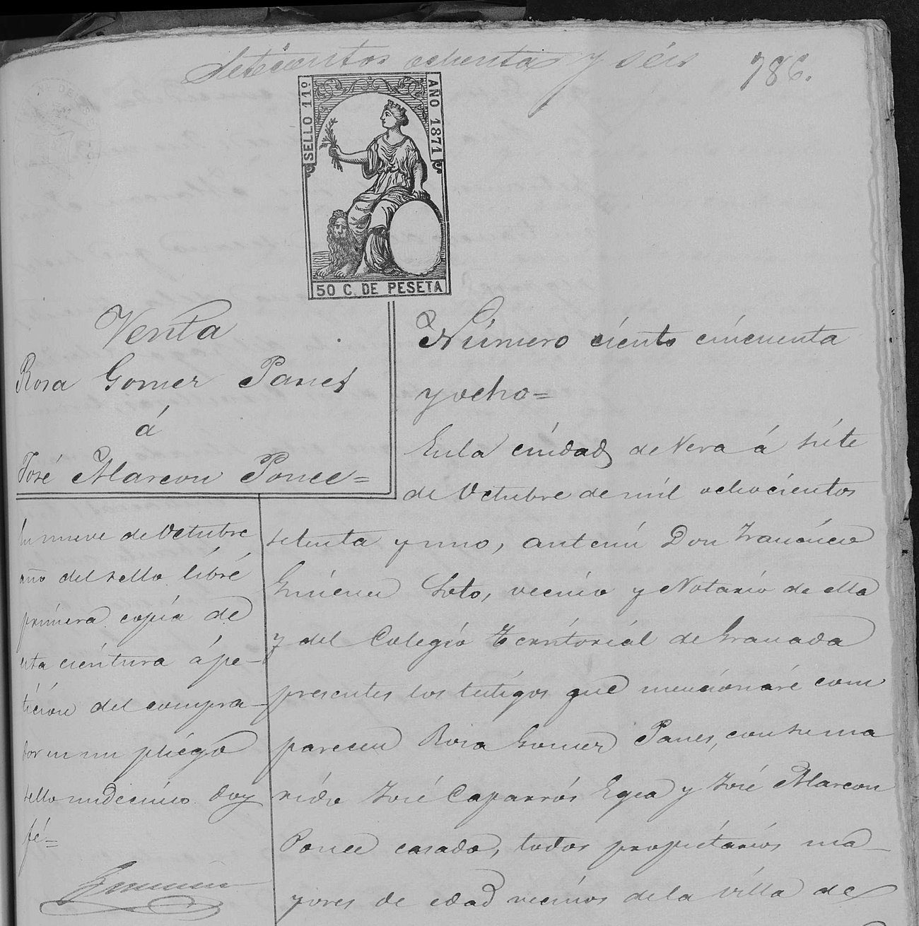 Escritura manuscrita com selo