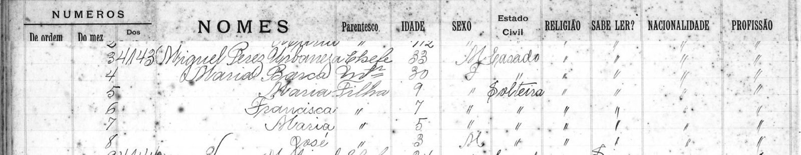 Detalhe de livro de registro com nomes